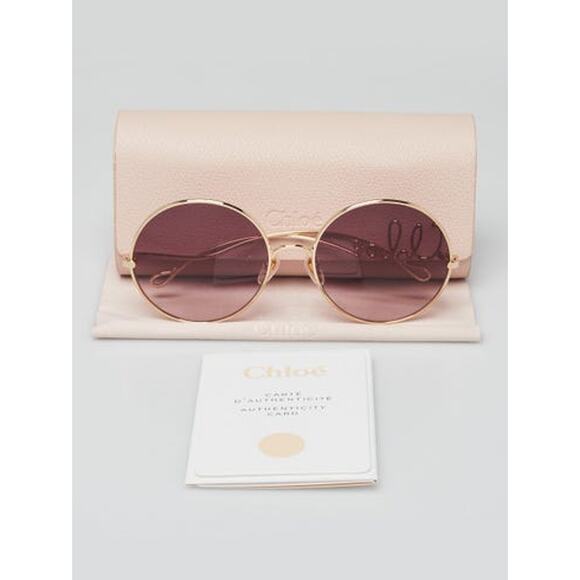 Chloe Goldtone Metal Oversized Round Logo Sunglasses - CH0329S main image 9